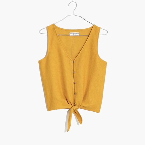 MADEWELL TEXTURE & THREAD BUTTON-FRONT TIE TANK TOP in TUNGSTEN GLOW (Size:M) - Picture 2 of 9
